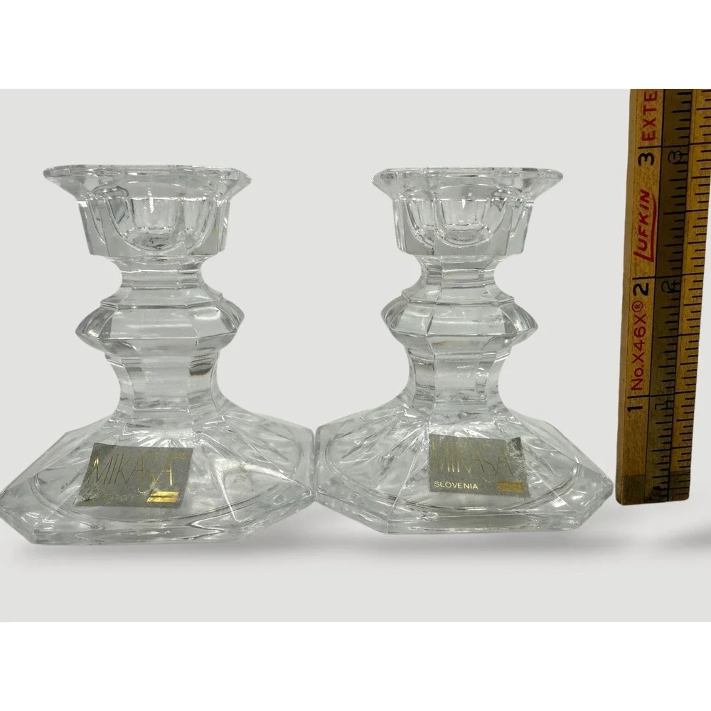 Set of 2 Vintage Mikasa Edinburgh Crystal Candlestick Holders Made in Slovenia